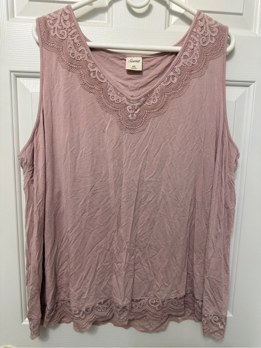 Soma Lace-Trim V-Neck Chemise Top - Dusty Rose